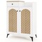 White Wooden 2-Door Shoe Rack Cabinet with 6 Removable Shelves and Side Drawer